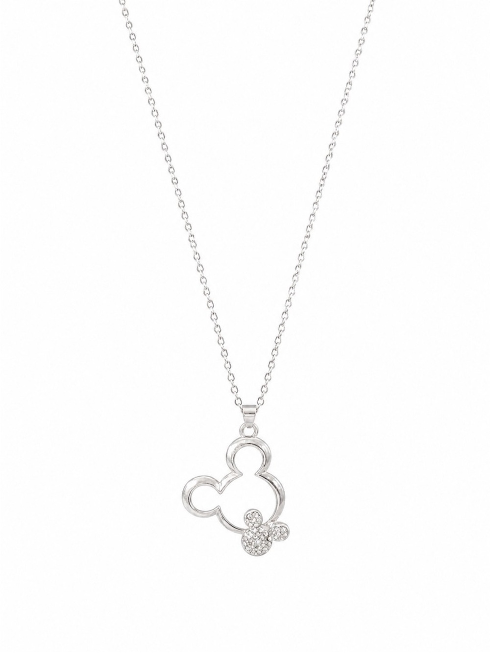 Silver Mickey Outline Pendant Necklace